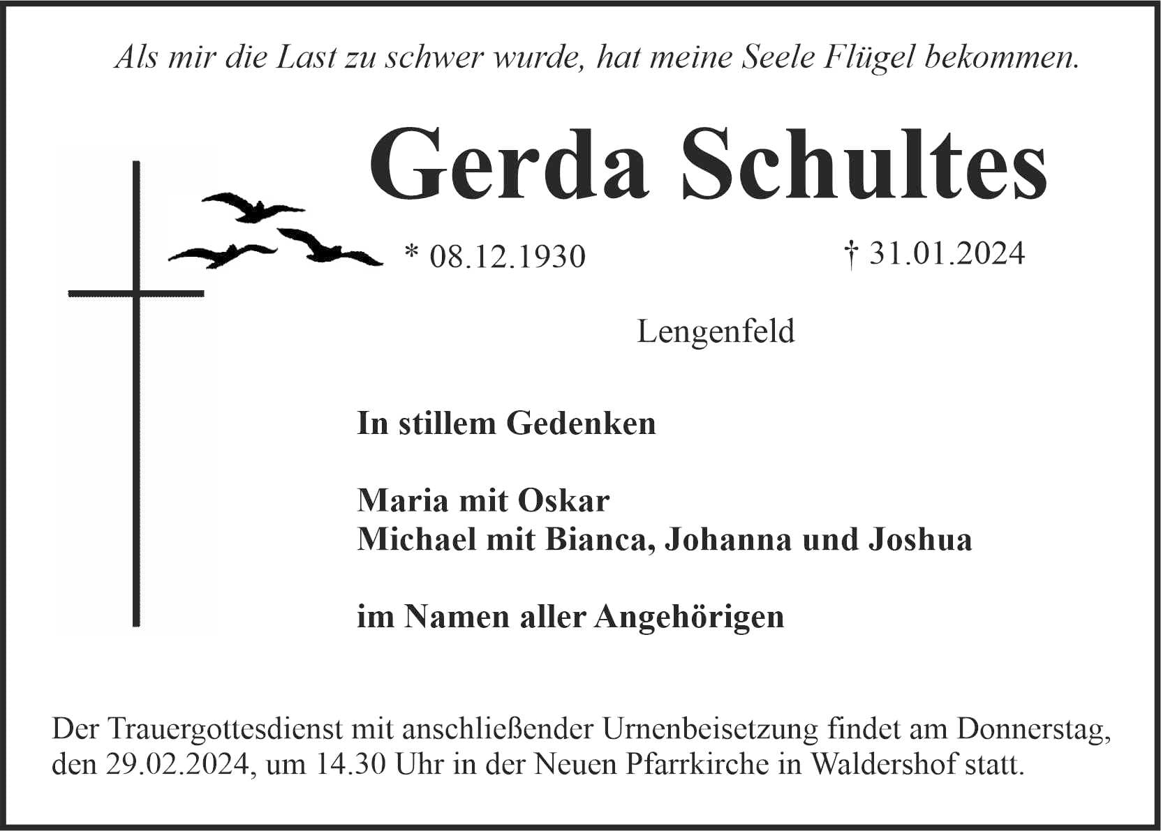 Frau Gerda Schultes