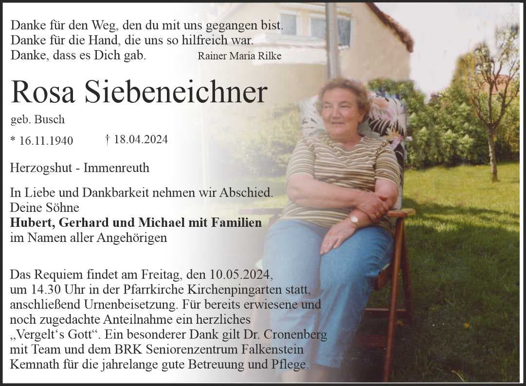 Frau Rosa Siebeneichner