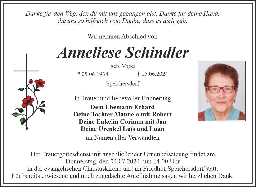Frau Anneliese Schindler