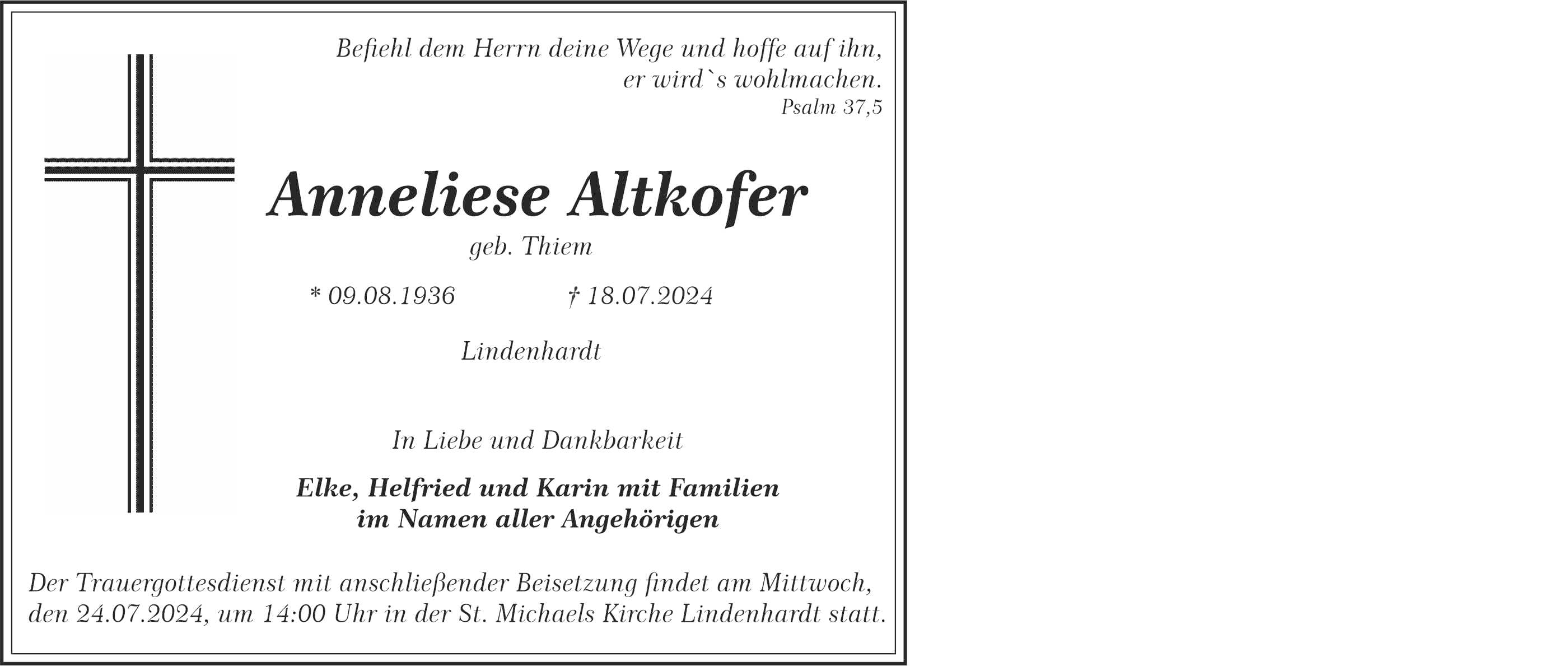 Frau Anneliese Altkofer