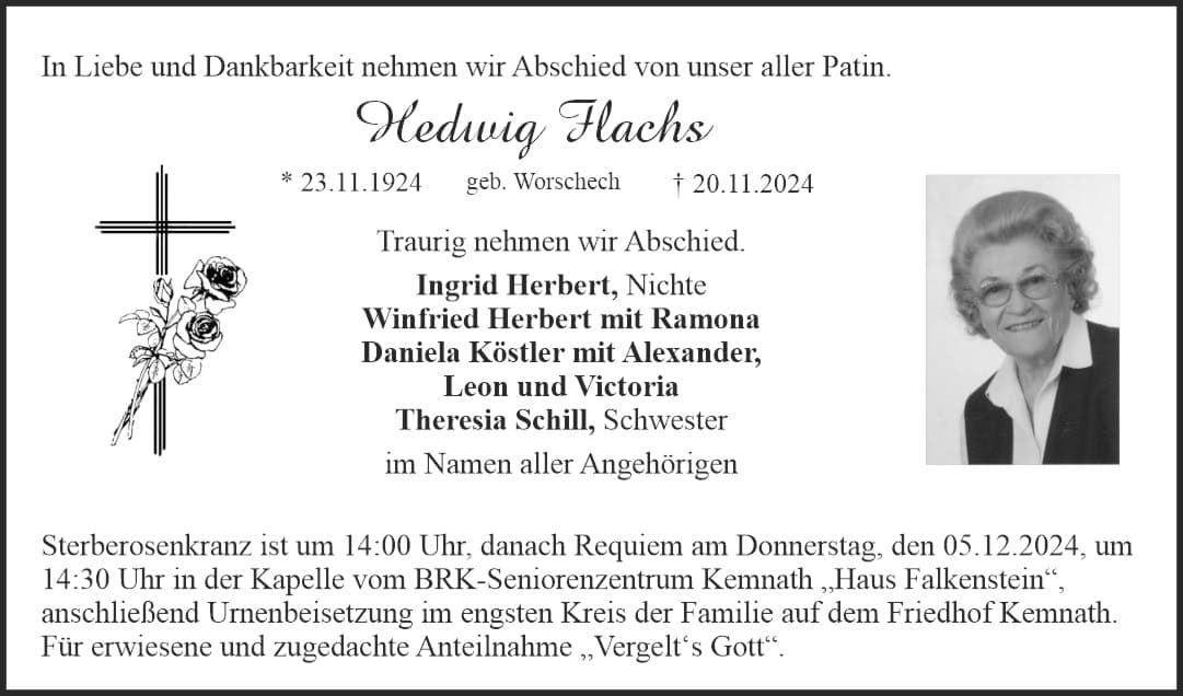 Frau Hedwig Flachs